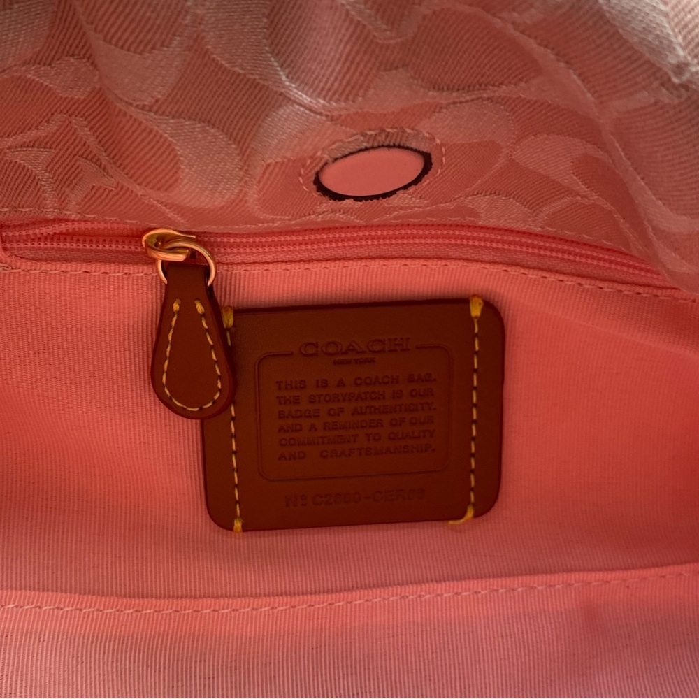Coach Pink Signature Jacquard Shoulder Bag with Gold Hardware - Picture 8 of 9